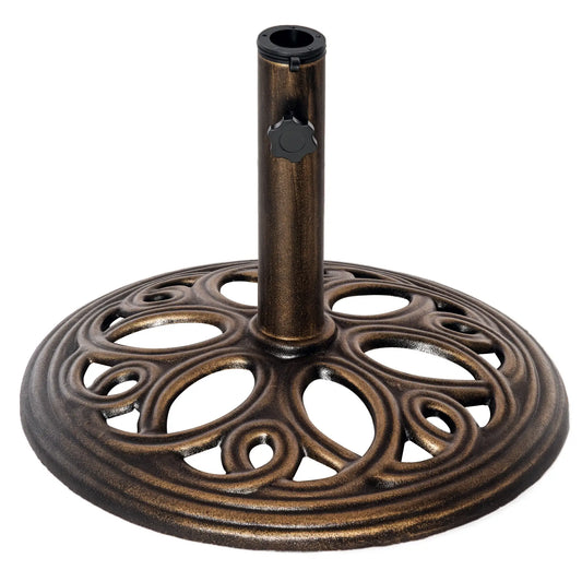 Round Cast Iron Umbrella Base Stand, Outdoor, Fit Dia. 1.5", 2" Pole, Bronze Umbrella Bases Bronze at Gallery Canada