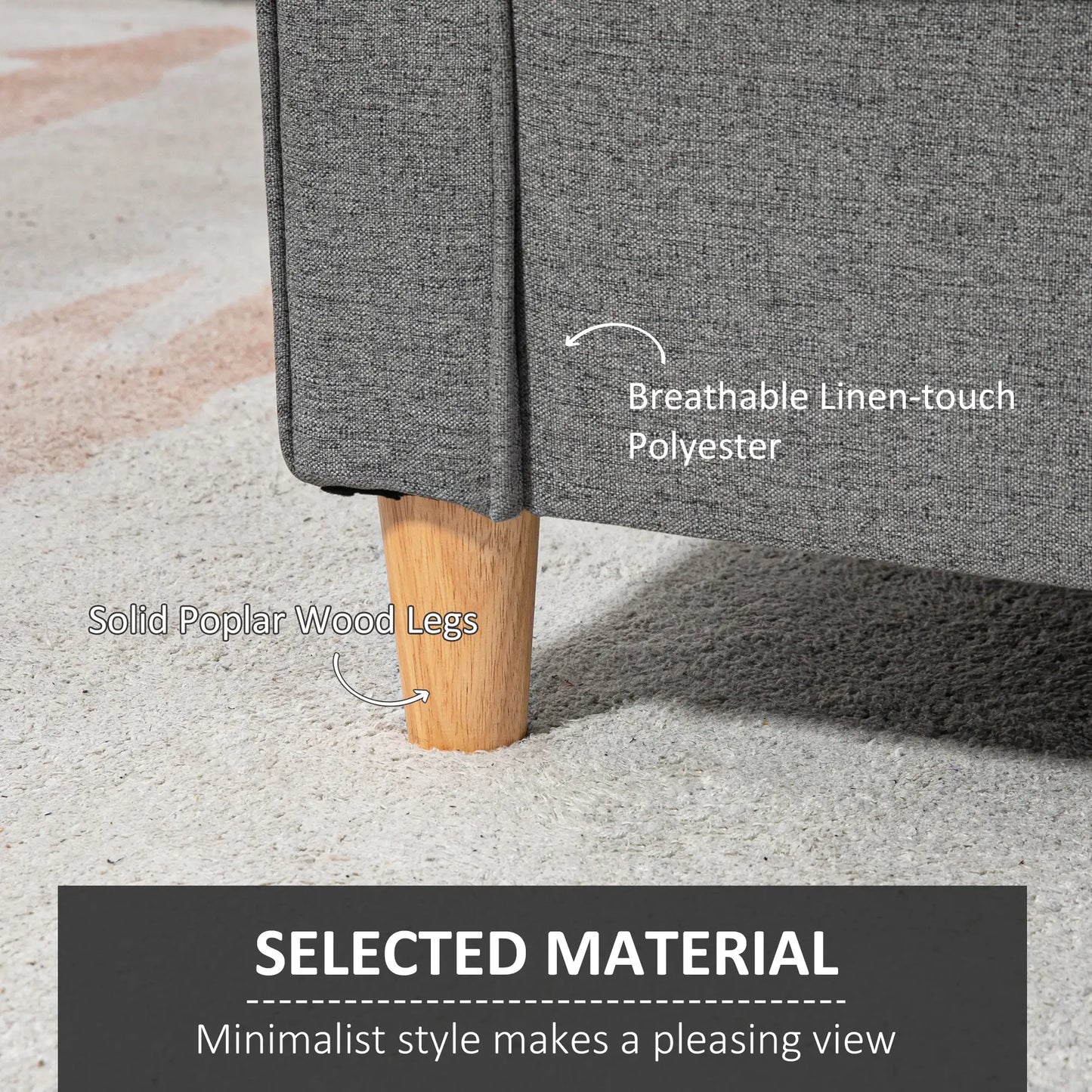 2-Seat Sofa with Armrests, Wood Legs, for Living Room, Grey 2-Seater Sofas at Gallery Canada