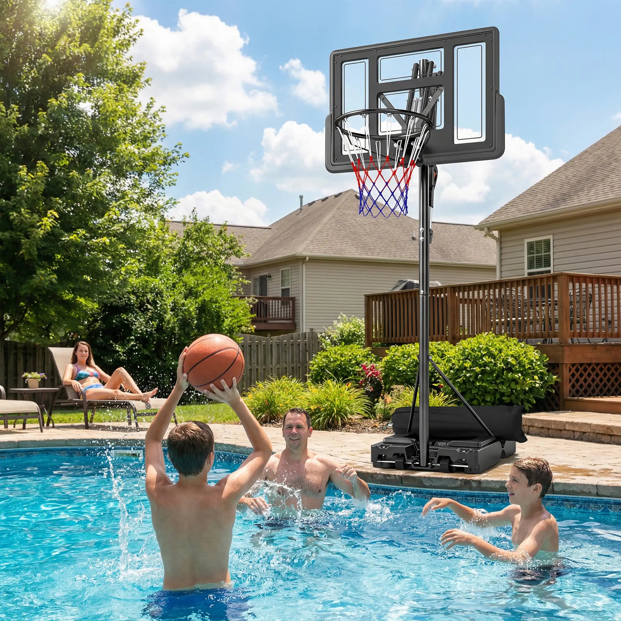 Portable Basketball Hoop, 7.7 FT to 10 FT Adjustable, 43'' Shatterproof Backboard, Fillable Base Basketball at Gallery Canada