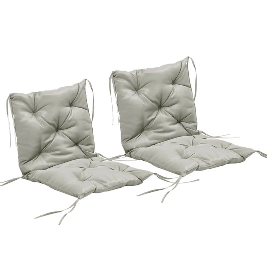 Set of 2 Garden Chair Cushions, Seat Pad with Backrest, Outdoor & Indoor Use Patio Chair Cushions Light Grey at Gallery Canada