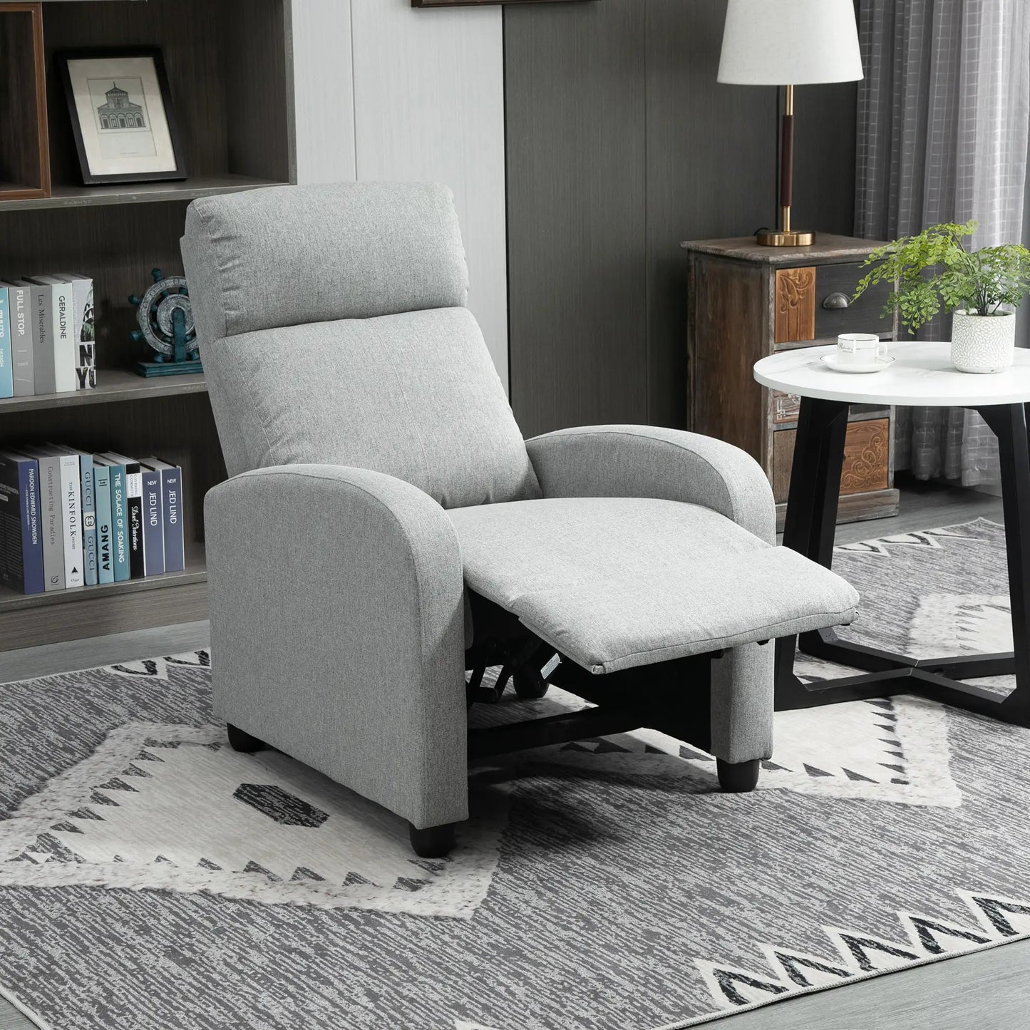 Fabric Recliner, Manual Home Theater Seat, Linen-Touch, Light Grey Single Sofas at Gallery Canada