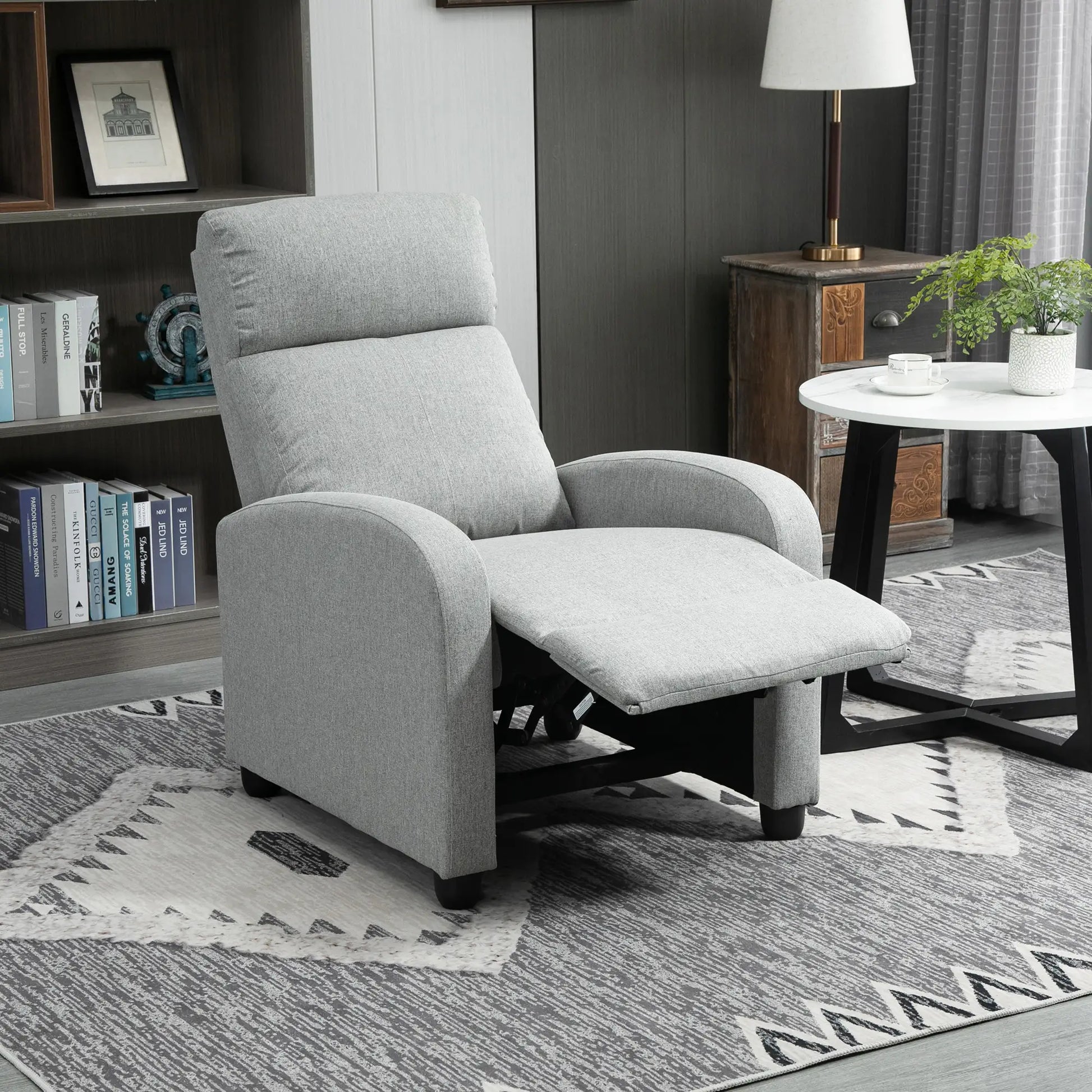 Fabric Recliner, Manual Home Theater Seat, Linen-Touch, Light Grey Single Sofas at Gallery Canada