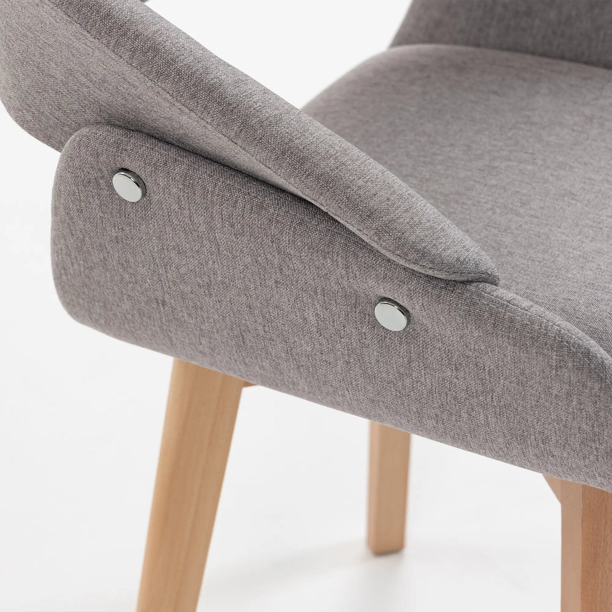 Linen Fabric Dining Chairs Set of 2, Light Grey
