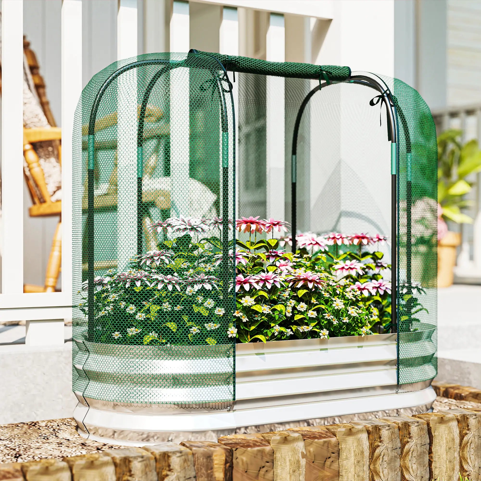 Galvanized Raised Garden Bed, Crop Cage Net Cover, Outdoor Planter Box Raised Garden Beds at Gallery Canada