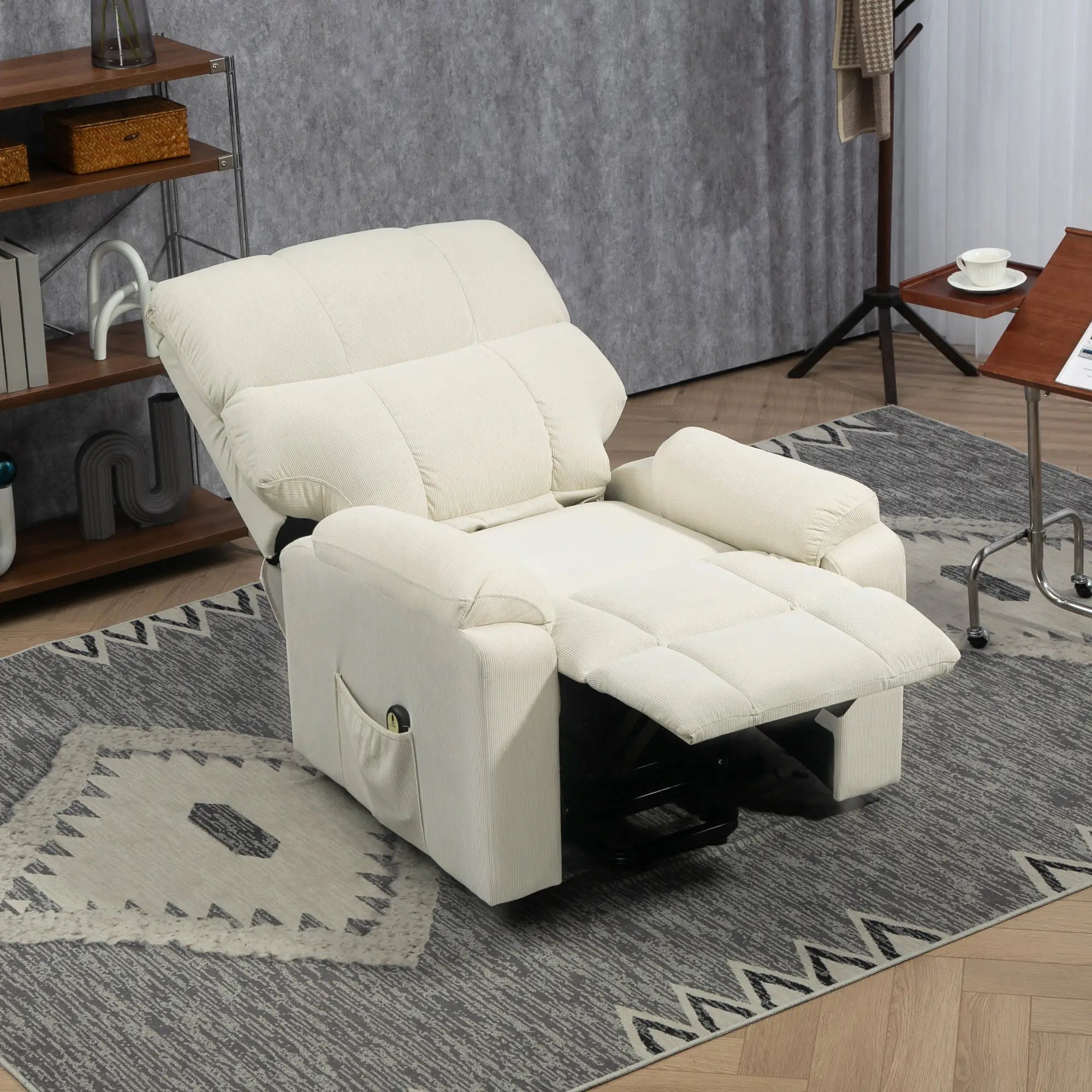 Power Recliner Chair, Microfibre Upholstery, Remote, Cream White Sofas & Reclining Chairs at Gallery Canada