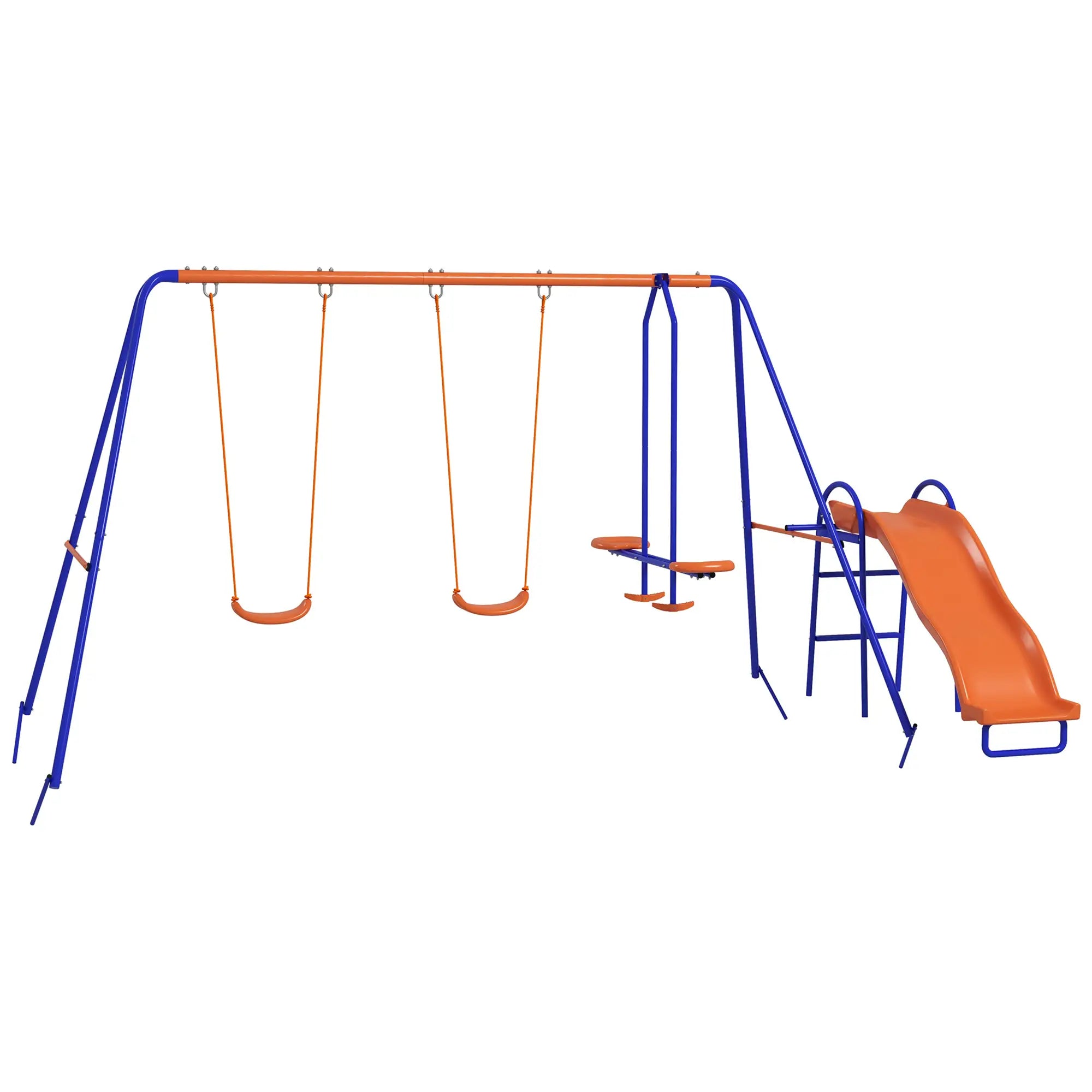 4 in 1 Metal Swing Set, Double Swings, Glider, Slide, Ladder, Multicolored Gym Sets & Swings Multi Colour at Gallery Canada