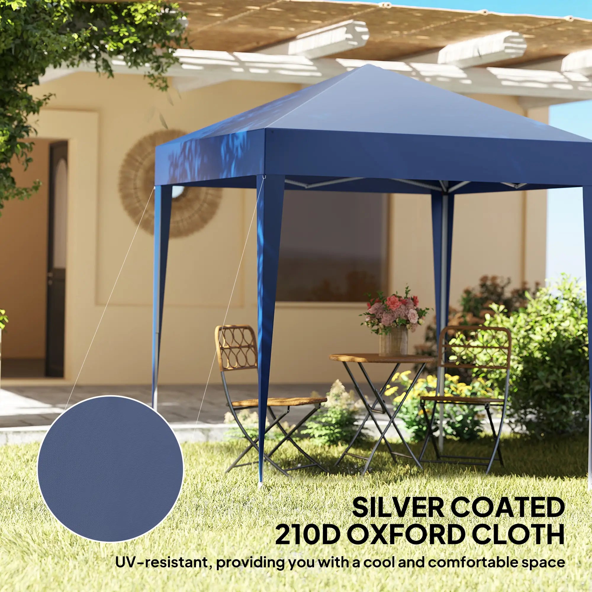 6.6'x6.6' Pop Up Canopy Tent, With Sidewalls And Carry Bag, Blue Pop Up Canopies at Gallery Canada