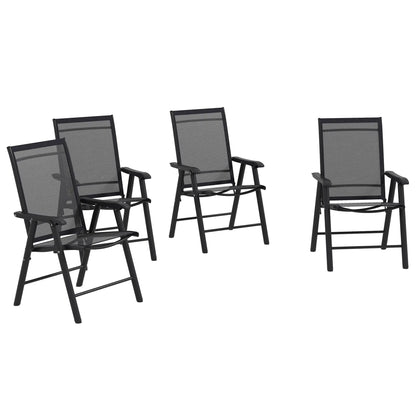 4-Piece Folding Chair Set, Outdoor Furniture with Armrests, Black Patio Chairs at Gallery Canada