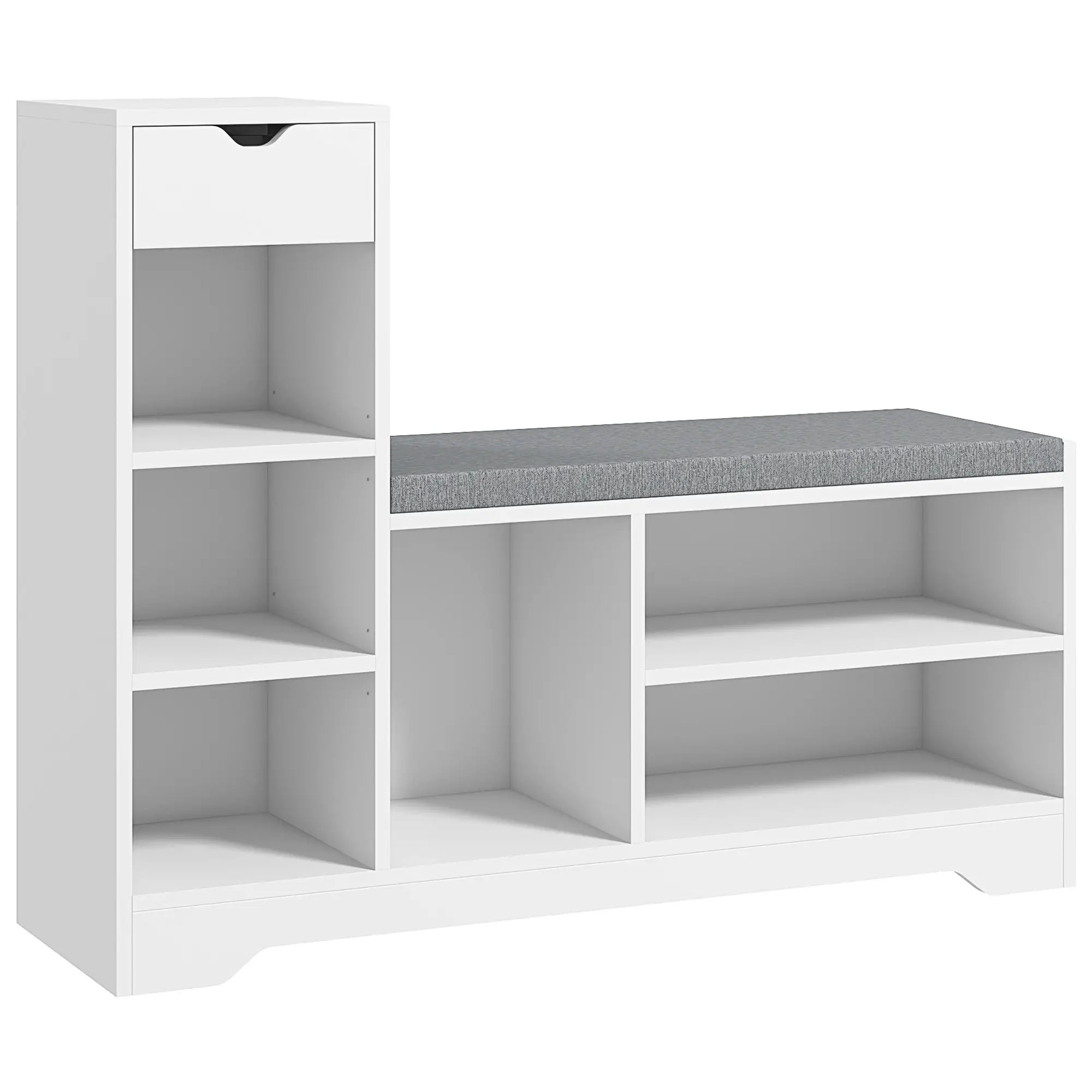 Upholstered Shoe Storage Bench With Seat, Drawer, 6 Shelves, White Shoe Storage Cabinets & Racks at Gallery Canada