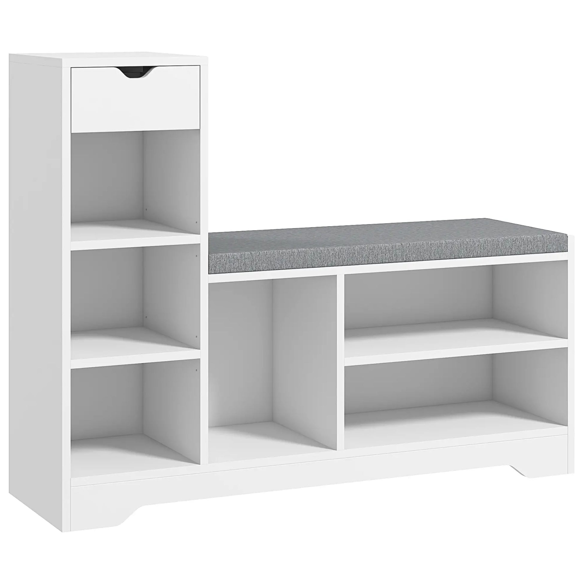 Upholstered Shoe Storage Bench With Seat, Drawer, 6 Shelves, White Shoe Storage Cabinets & Racks at Gallery Canada