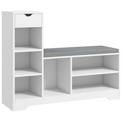Upholstered Shoe Storage Bench With Seat, Drawer, 6 Shelves, White Shoe Storage Cabinets & Racks at Gallery Canada