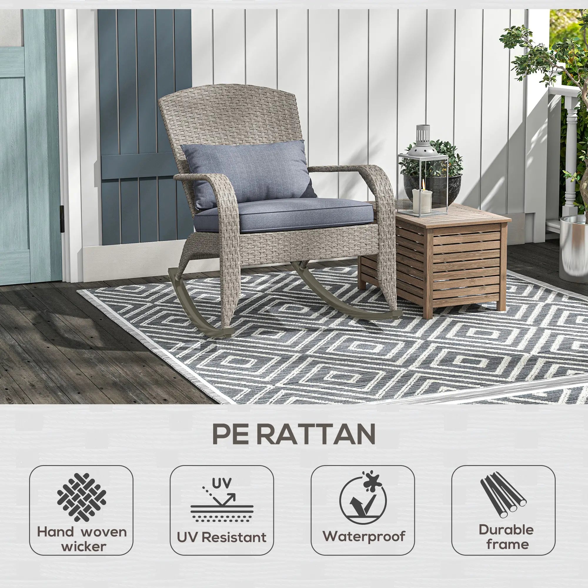 Adirondack Chair, Outdoor Wicker Rocking Chair, Grey Patio Chairs at Gallery Canada