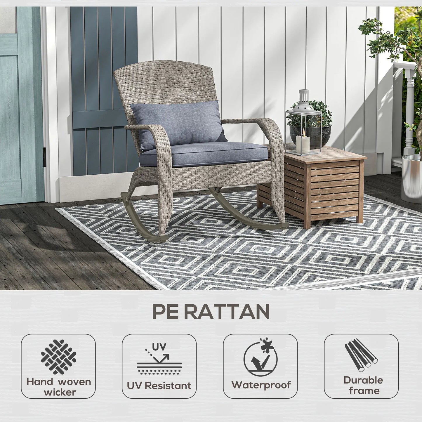 Adirondack Chair, Outdoor Wicker Rocking Chair, Grey Patio Chairs at Gallery Canada