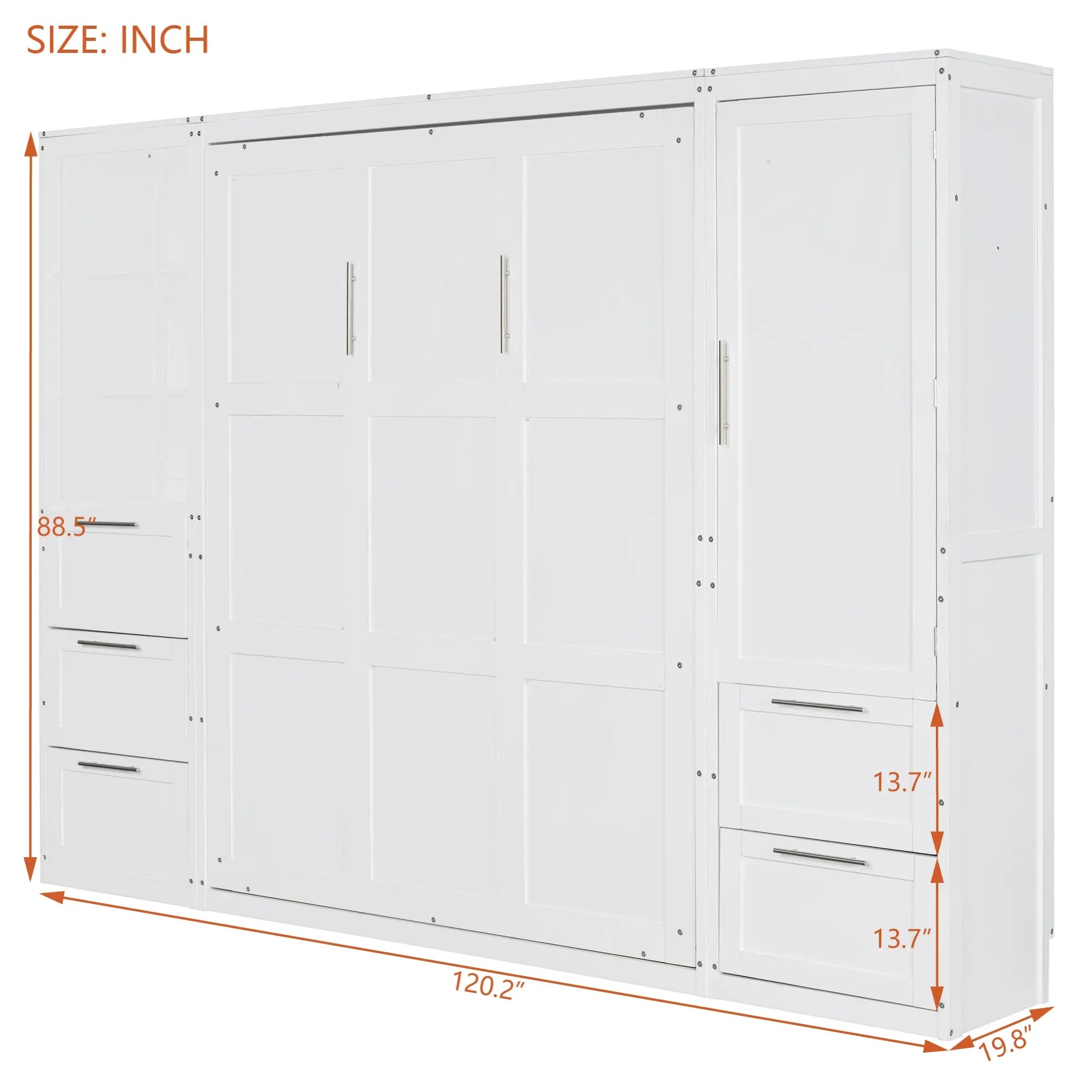 Murphy Bed with Storage, Space-Saving Wall Bed, 120