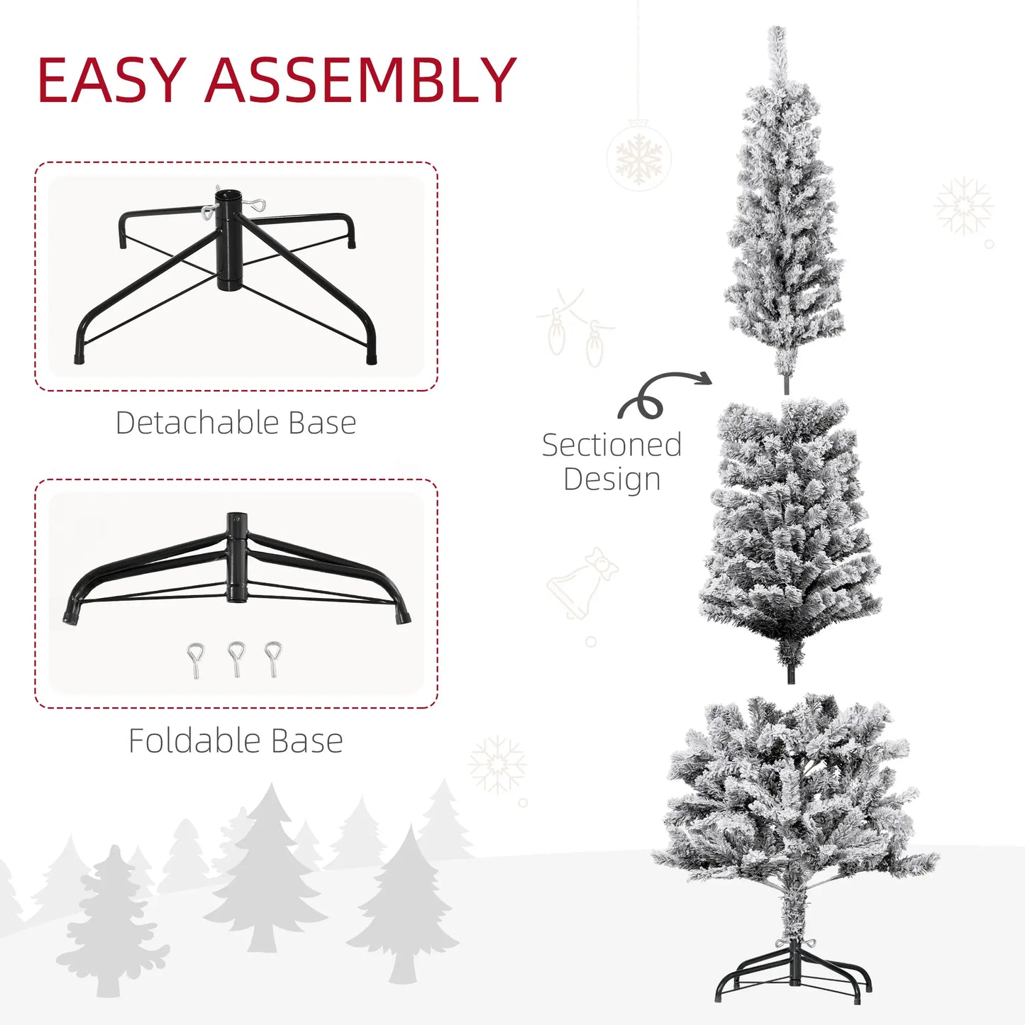 6ft Flocked Pencil Christmas Tree, Realistic Branch Tips, Black Pencil Christmas Trees at Gallery Canada
