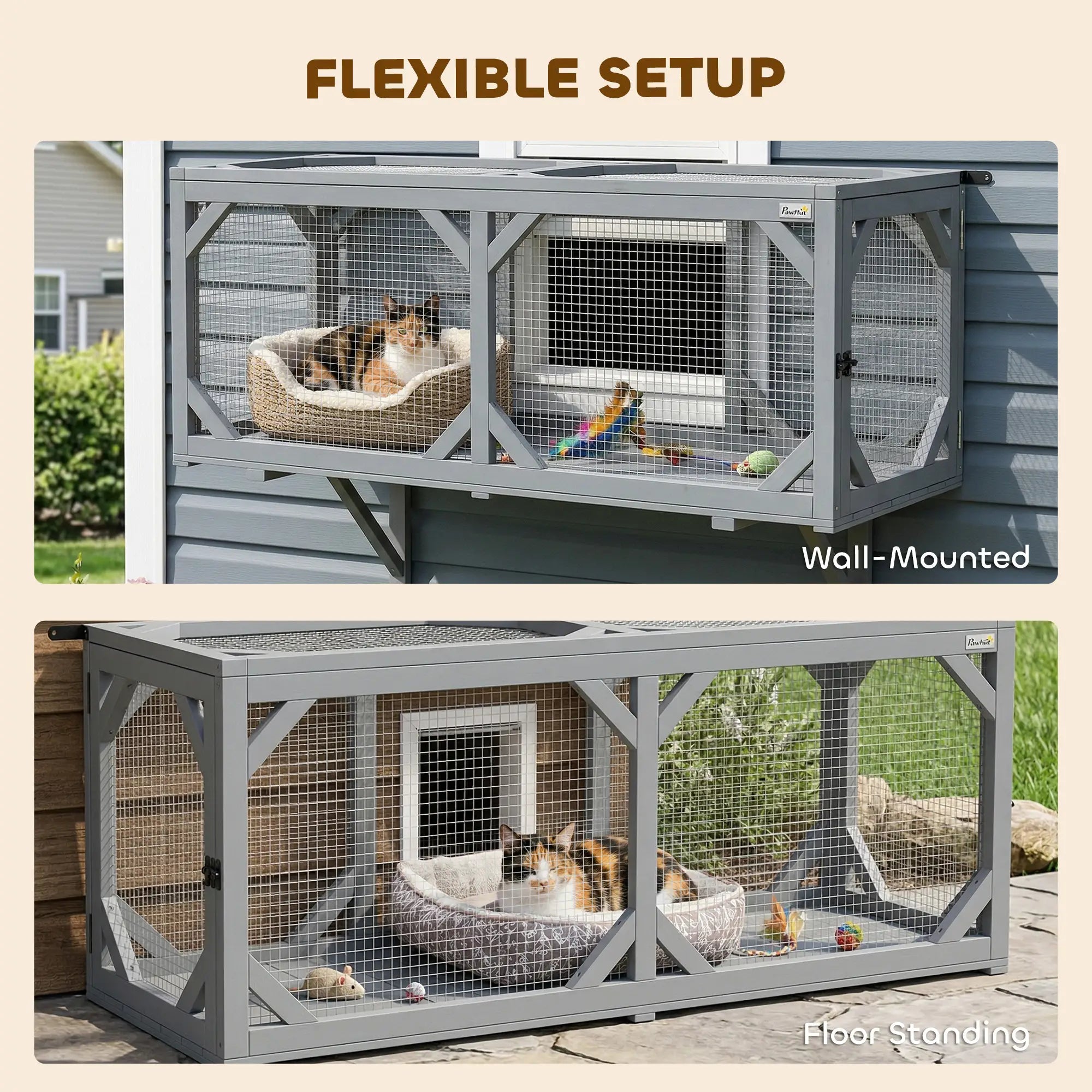 Wooden Cat Tunnel, Outdoor Cat Enclosure, 2 Doors, Extendable Design Outdoor Cat Enclosures at Gallery Canada