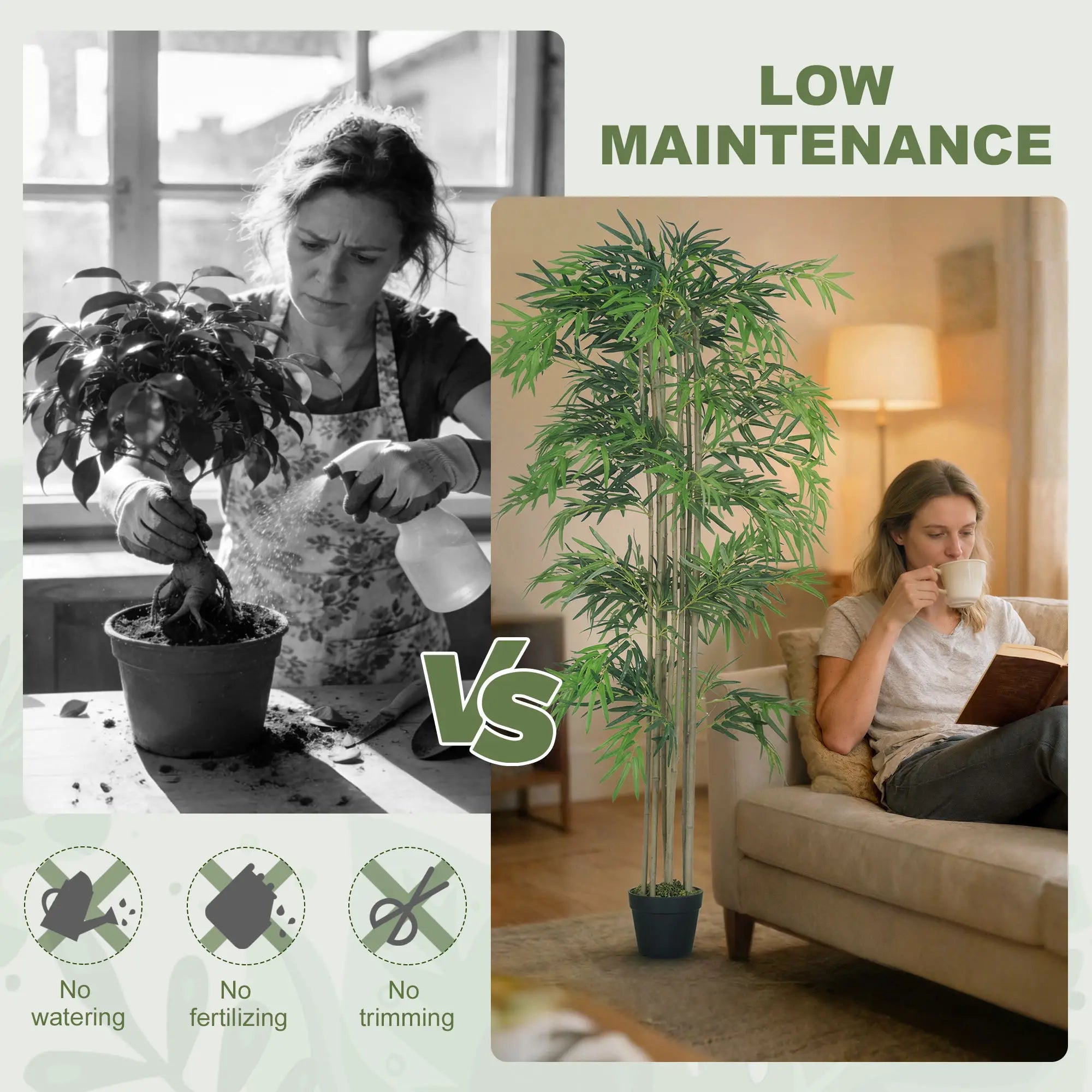 6FT Artificial Bamboo Tree Set Of 2, 1530 Leaves, Green Artificial Trees at Gallery Canada