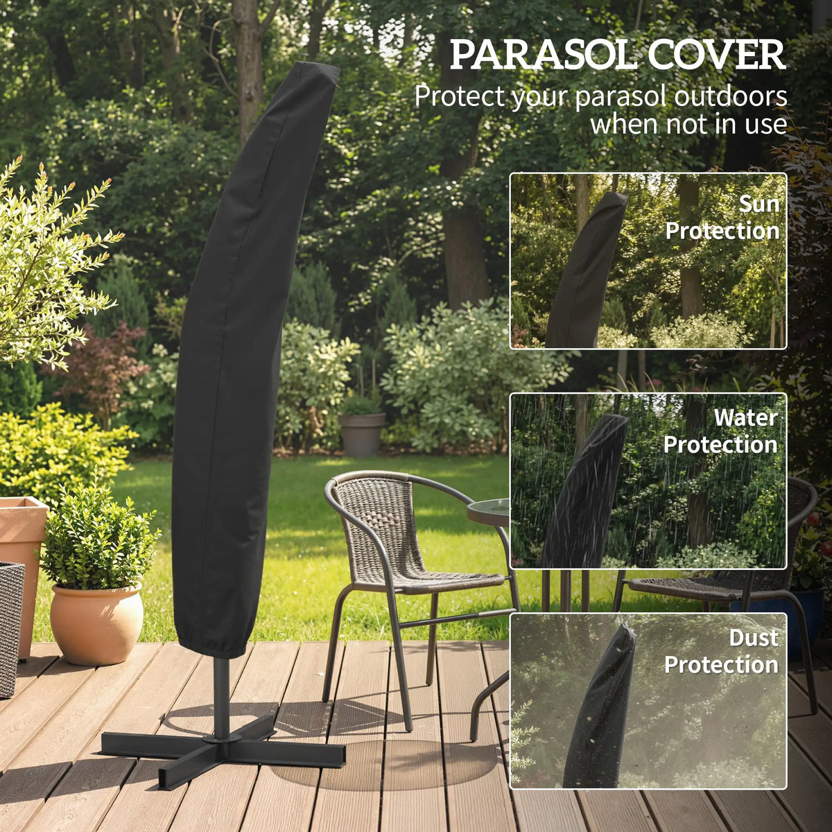 9.6ft Offset Patio Umbrella, Hanging Parasol, Crank, Base Cantilever Umbrellas at Gallery Canada
