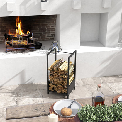 Firewood Rack, Log Holder, Indoor Outdoor Wood Storage, 15.4" x 13.8" x 29.9", Black Firewood Racks at Gallery Canada