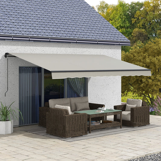 15' x 10' Retractable Awning, UV Resistant Sunshade Shelter, Light Grey Window Awnings Light Grey at Gallery Canada