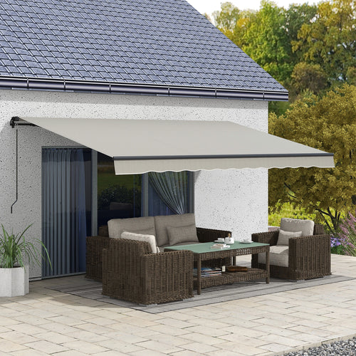 15' x 10' Retractable Awning, UV Resistant Sunshade Shelter, Light Grey
