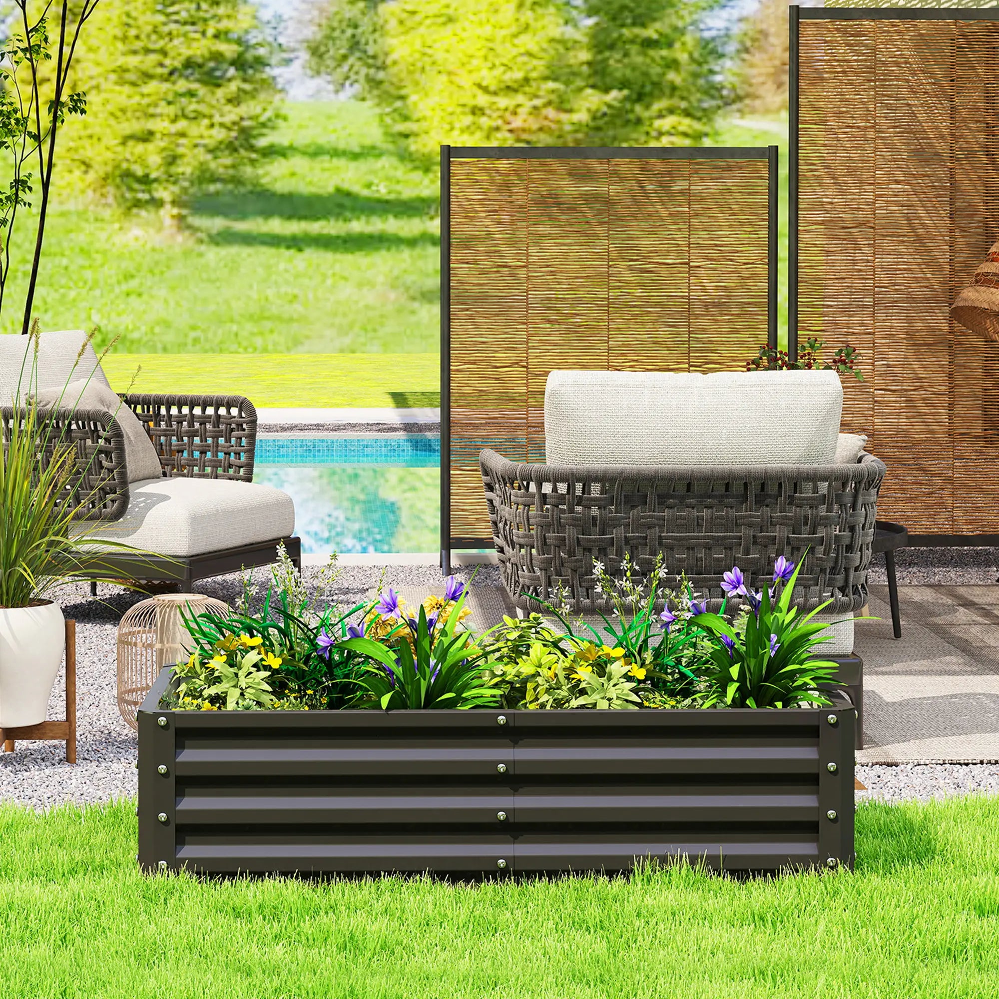 Galvanized Raised Garden Bed, Planter Box, 4' x 2' x 1', Black Galvanized Planter Boxes at Gallery Canada