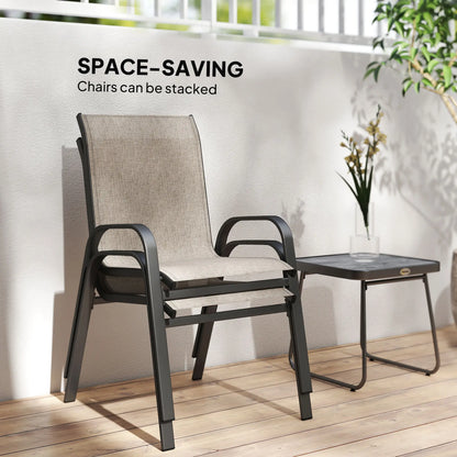 Outdoor Bistro Set, 3-Piece Patio Set, Breathable Mesh, Stackable Chairs, Square Table, Brown Bistro Sets at Gallery Canada