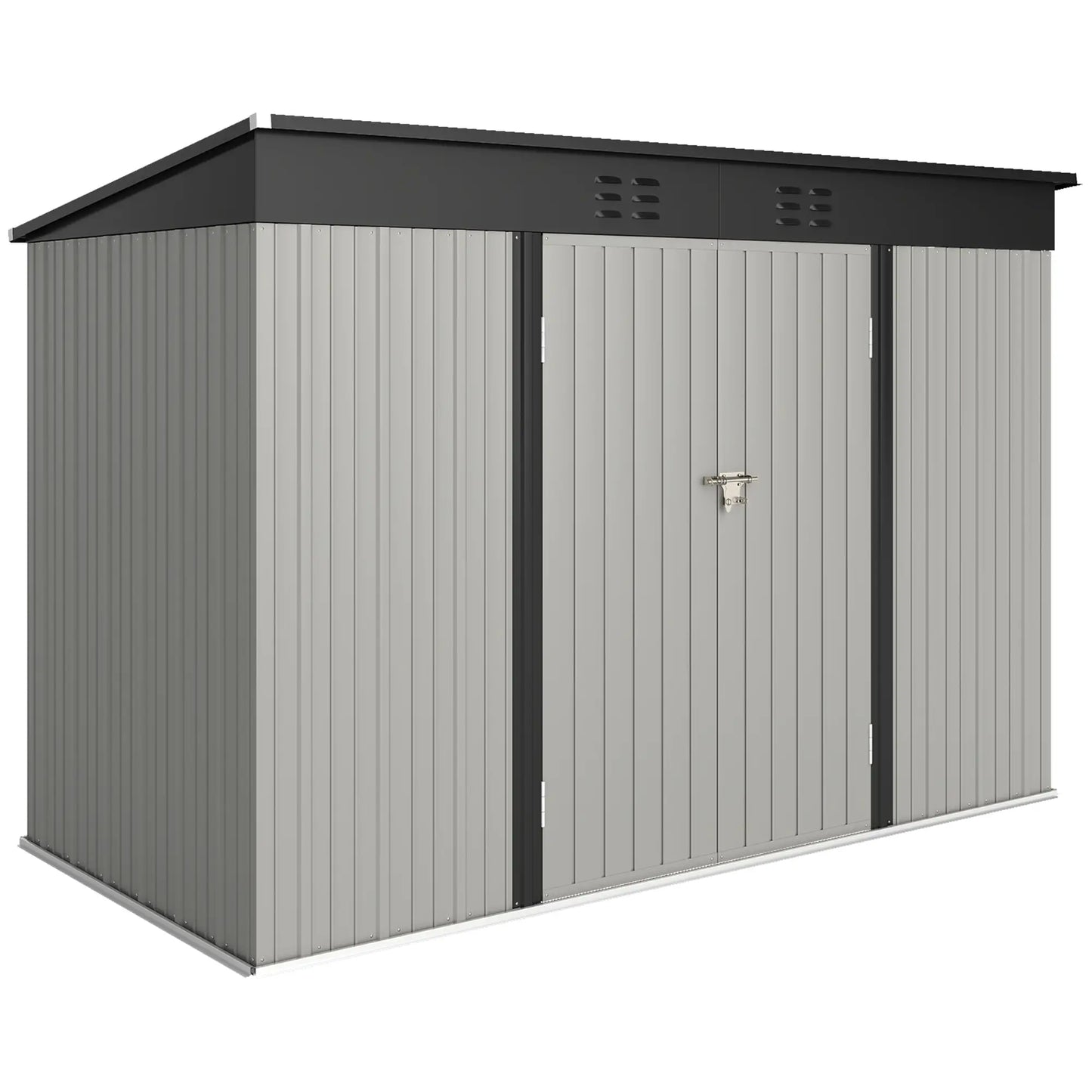 9' x 4' Galvanized Steel Garden Shed, Lockable Doors, 2 Air Vents Sheds Grey at Gallery Canada
