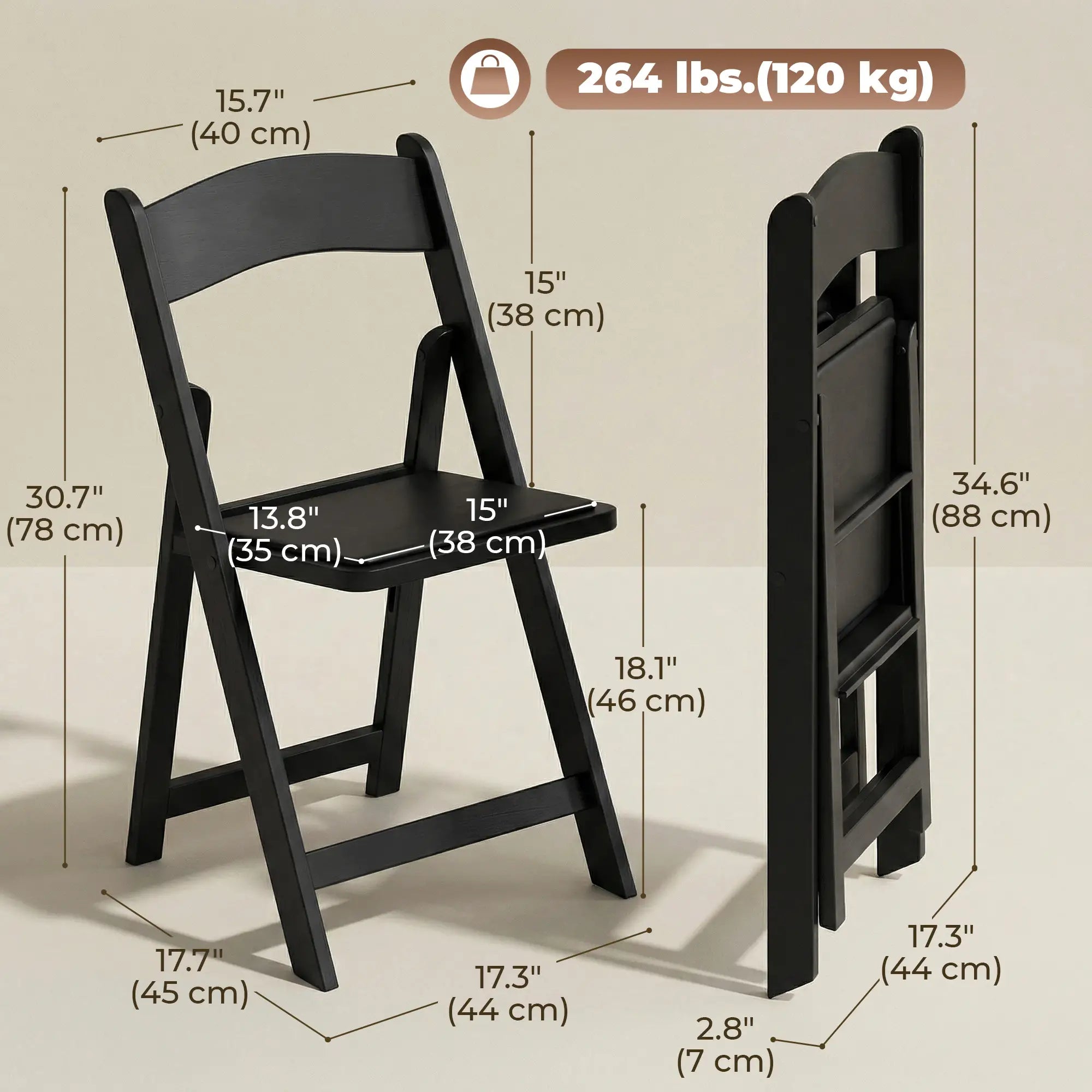 4 Pack Folding Chairs, Foldable Resin Chair with Padded Seat, Portable Indoor Outdoor Seat for Office Events Dining Dining Chairs at Gallery Canada