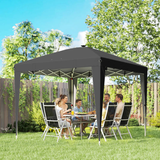10 x 10 ft Pop Up Canopy Tent, UPF 50+ Instant Portable Shelter, Black Pop Up Canopies Black at Gallery Canada
