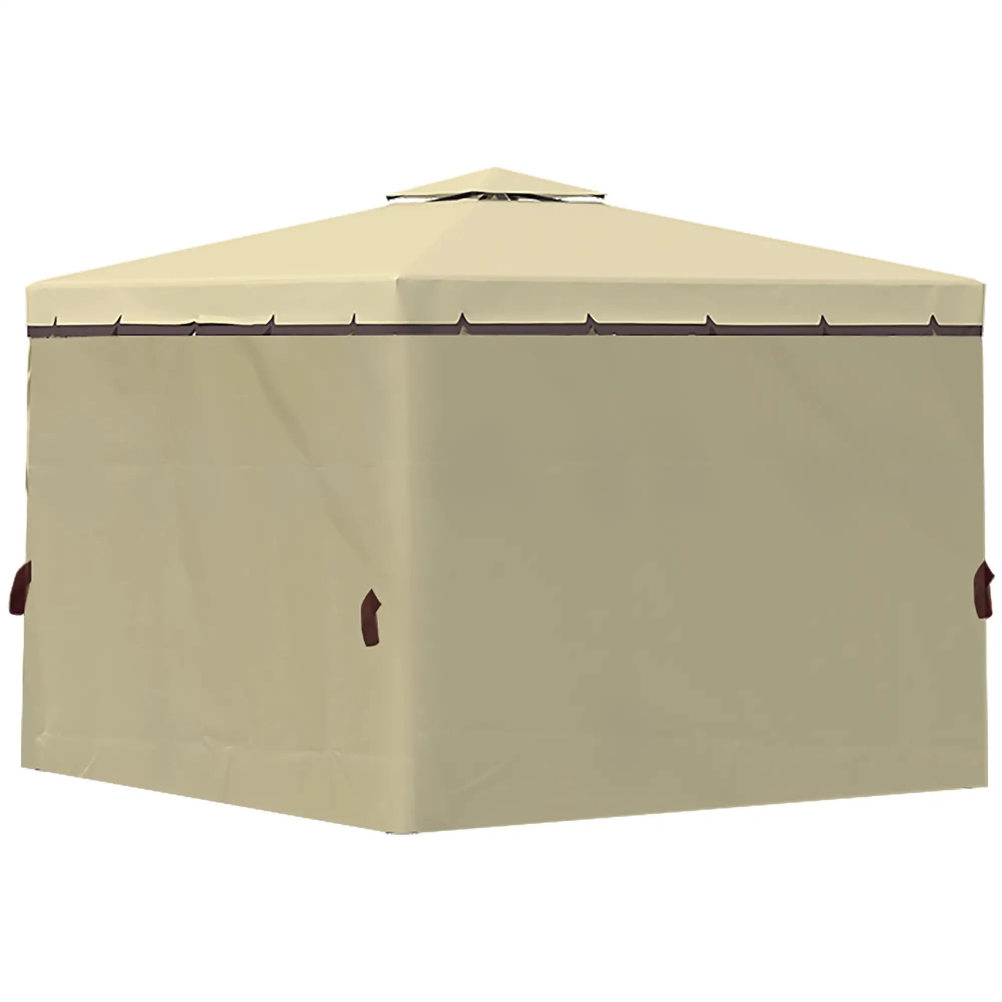 10' x 10' 2-Tier Gazebo, Zippered Mesh Sidewalls, Aluminum Frame, Beige Gazebos at Gallery Canada