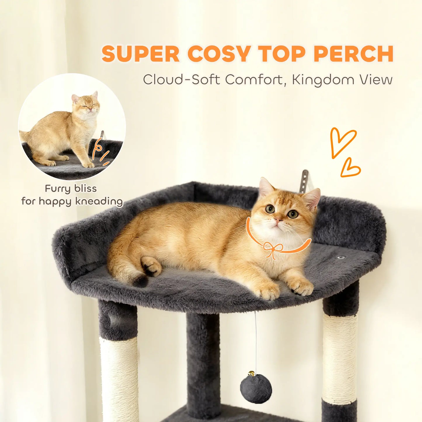 67 Inch Large Cat Tree, 7 Scratching Posts, Tunnel, 2 Condos, Hammock, Dark Grey Cat Towers at Gallery Canada