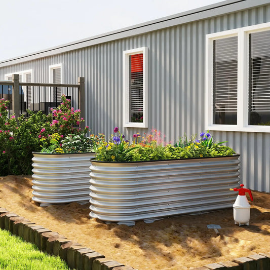 Galvanized Raised Garden Bed, 6 x 2 x 2 ft, Silver Galvanized Planter Boxes Silver at Gallery Canada