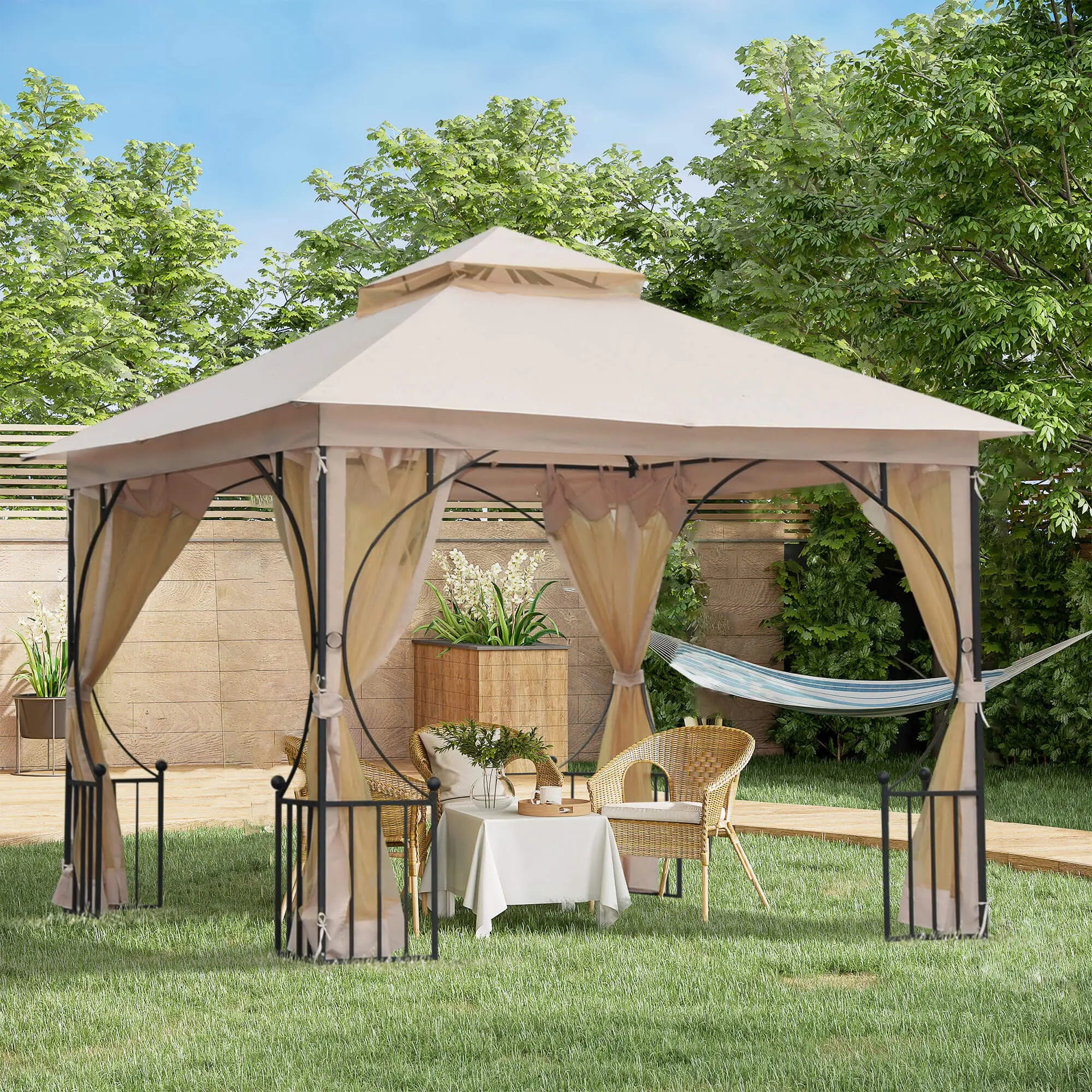 10'x10' Patio Gazebo, Outdoor Garden Canopy, Mosquito Netting Gazebos at Gallery Canada