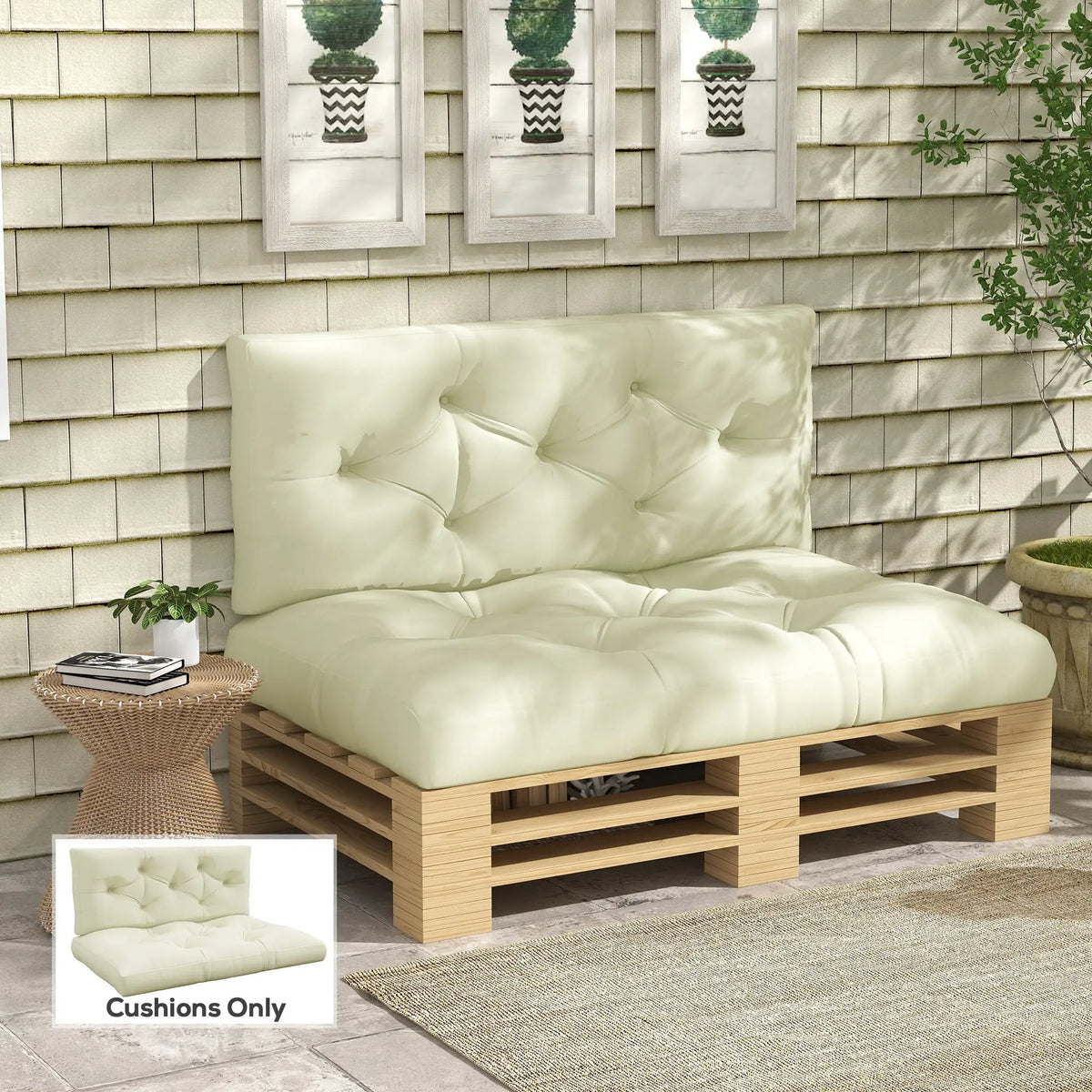 2 Seater 5" Thick Outdoor Seat Cushions, Cream White Patio Chair Cushions at Gallery Canada