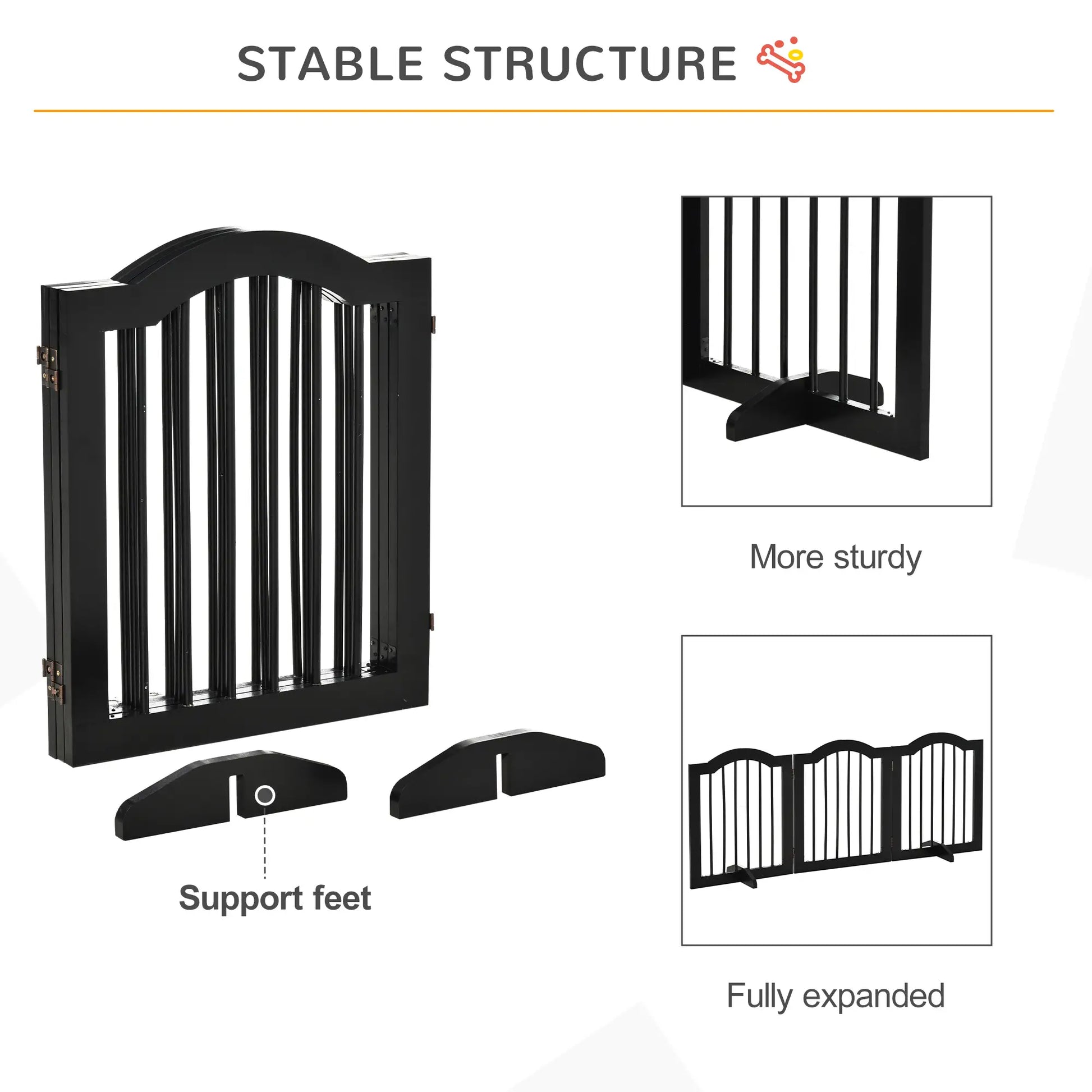 24"H Foldable Dog Gate, 3 Panels, Freestanding Pet Barrier, Black Houses, Kennels & Pens at Gallery Canada