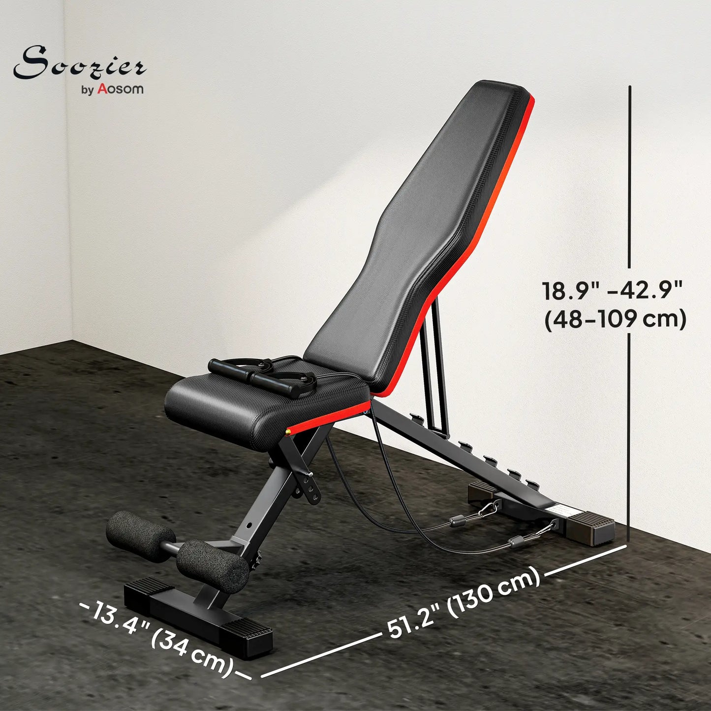 Adjustable Workout Bench, Foldable with Leg Extension, 264LBS, Black and Red Weight Benches at Gallery Canada