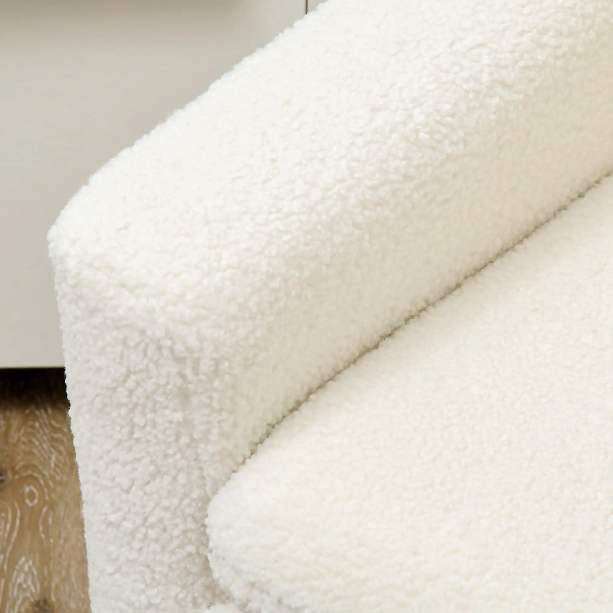 Modern Fabric Accent Chair, Upholstered Armchair with Wood Legs, Cream White Accent Chairs at Gallery Canada