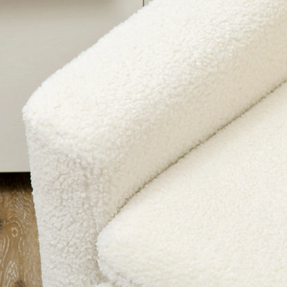 Modern Fabric Accent Chair, Upholstered Armchair with Wood Legs, Cream White Accent Chairs at Gallery Canada