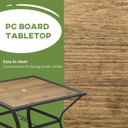 37" Square Outdoor Dining Table for 4, Plastic Board Tabletop, Mixed Brown, Brown Patio Side Tables at Gallery Canada