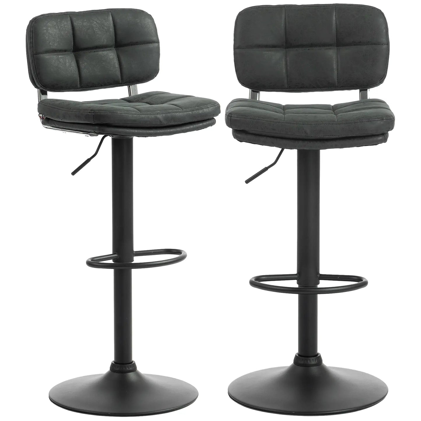 Bar Stools Set of 2, Swivel, Adjustable Height, PU Leather, PU Leather