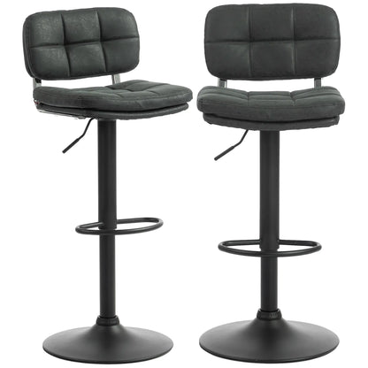 Bar Stools Set of 2, Swivel, Adjustable Height, PU Leather, PU Leather