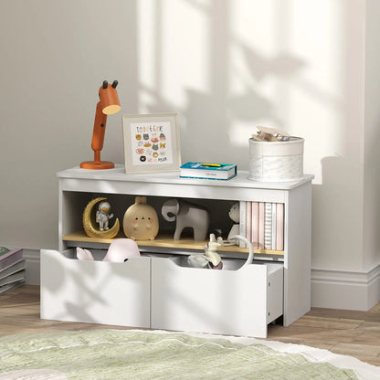 Kids Bookshelf with 2 Drawers, Large Tabletop Shelf, White Baby & Kids Storage at Gallery Canada