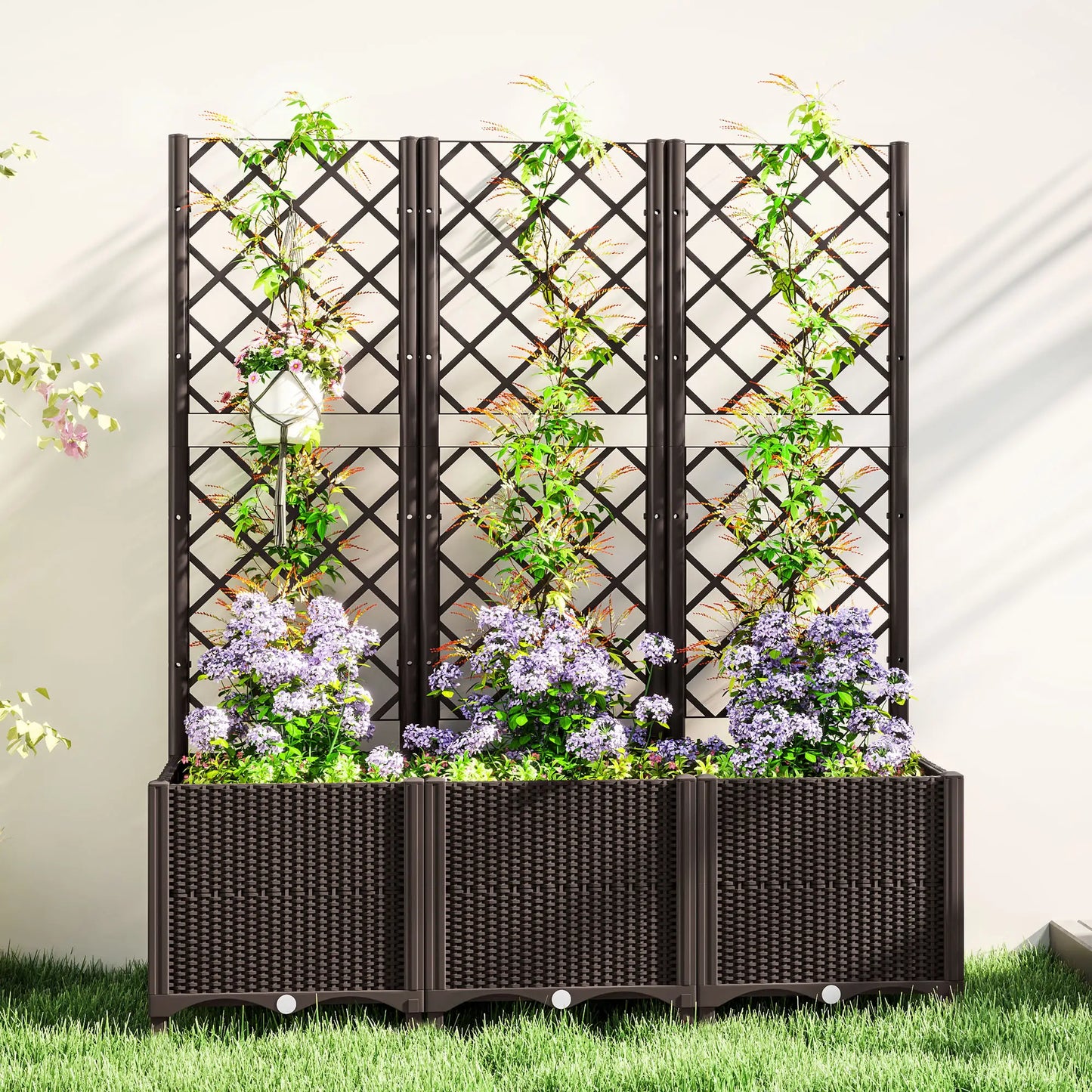 Raised Garden Bed With Trellis, Plastic With Drainage Holes And Plugs Raised Garden Beds at Gallery Canada