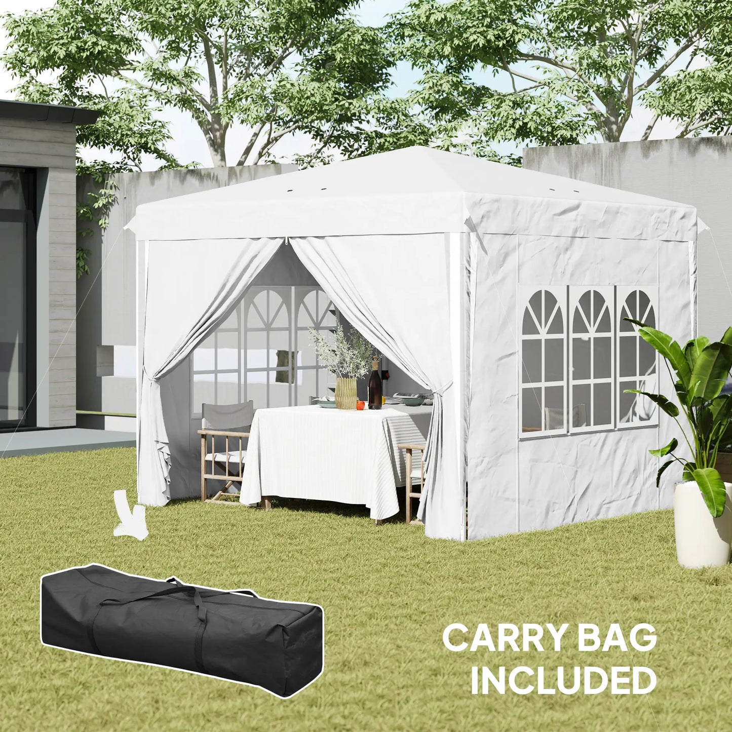 10' x 10' Pop-Up Canopy Tent, Height-Adjustable, Carry Bag Included, White Pop Up Canopies at Gallery Canada