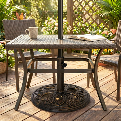 Round Cast Iron Umbrella Base Stand, Outdoor, Fit Dia. 1.5", 2" Pole, Bronze Umbrella Bases at Gallery Canada