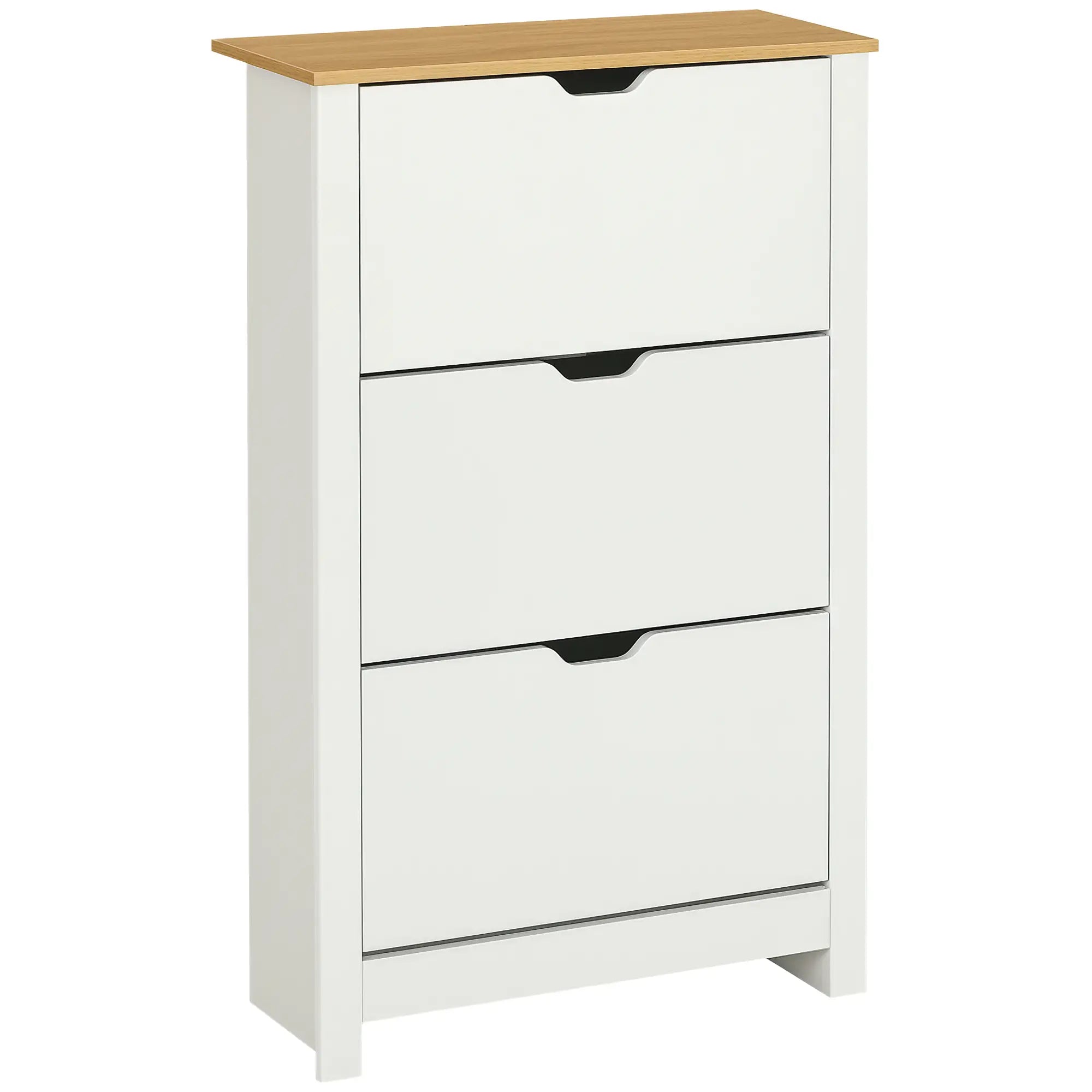 Shoe Storage Cabinet, 3 Flip Drawers, Adjustable Shelves, 9-18 Pairs, White Shoe Storage Cabinets & Racks at Gallery Canada