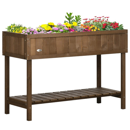 43.25" x 18" x 30" Raised Garden Bed, Wooden Plant Stand, Dark Brown Elevated Garden Beds Dark Brown at Gallery Canada