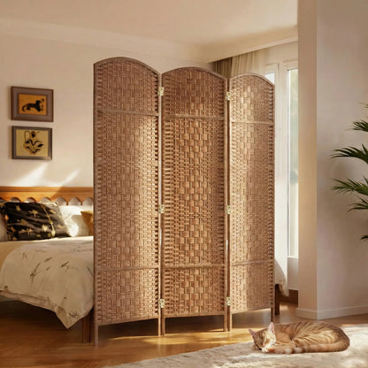6ft Folding Room Divider, 3 Panel Wooden Frame, Natural Room Dividers at Gallery Canada