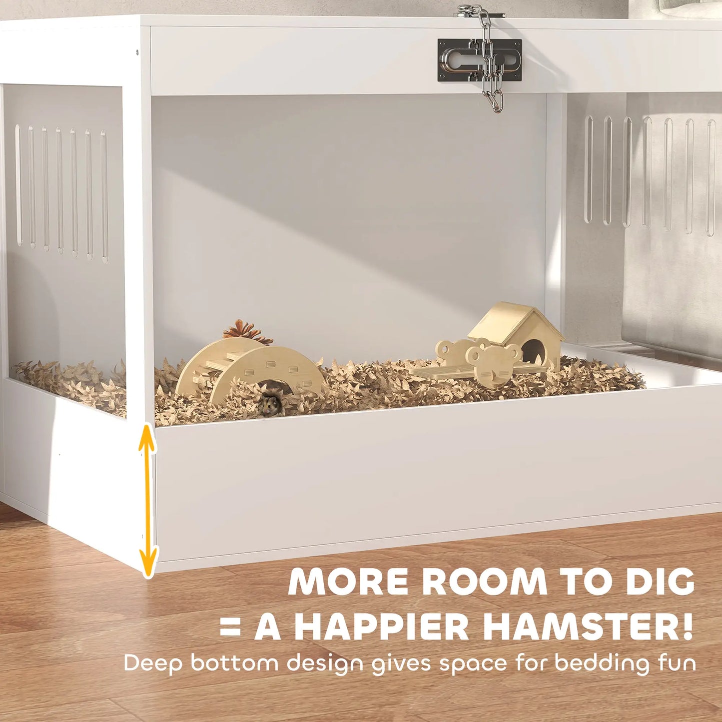 31.5"L Hamster Cage, Openable Top, Hut, Seesaw, Ladder, White Hamster Cages at Gallery Canada
